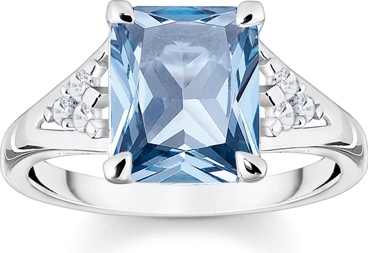 Produktbild Thomas Sabo Ring mit Aqua und Weissen Steinen Silber (54, 925 Silber)