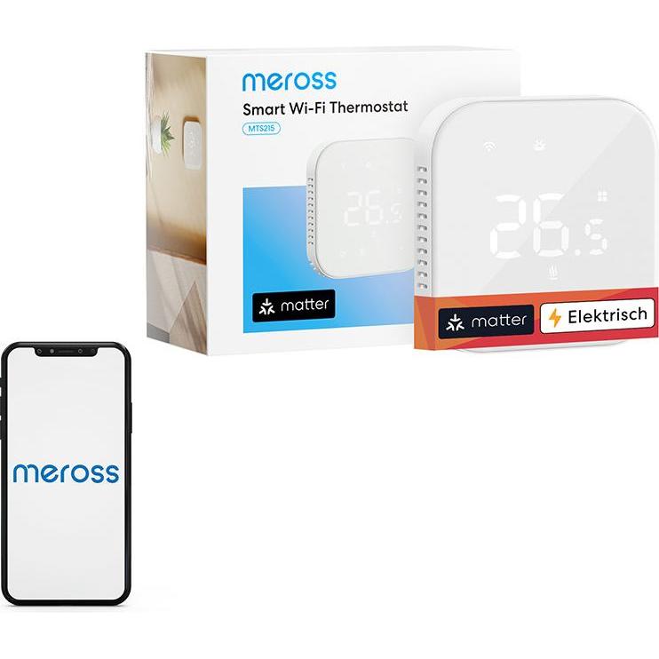 Meross Termostato Wi-Fi intelligente, Termostato, Bianco