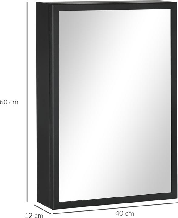 Immagine prodotto Kleankin Spiegelschrank Edelstahl, Glas Schwarz (40 x 12 x 60 cm)