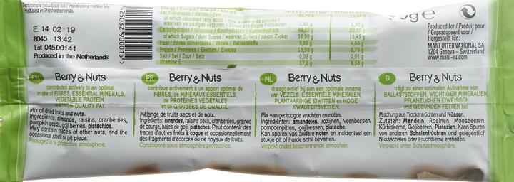 Nährwerte und Zutaten Mani Beeren-Nussmischung (50 g)
