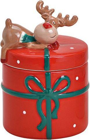 Produktbild G. Wurm Dose mit Elch Dekor aus Keramik Rot, weiss 2-fach, (B/H/T) 10x14x10cm (0 l)