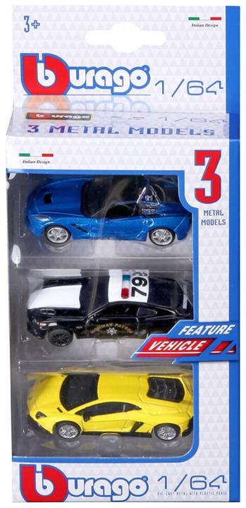 Burago 3 PIECES VEHICLE ROAD 1/64EME