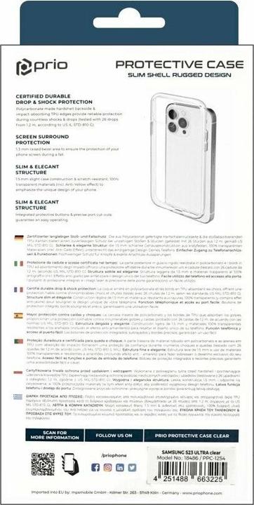 Actual product image prio Protective cover for Samsung S23 Ultra clear (Samsung Galaxy S23 Ultra)