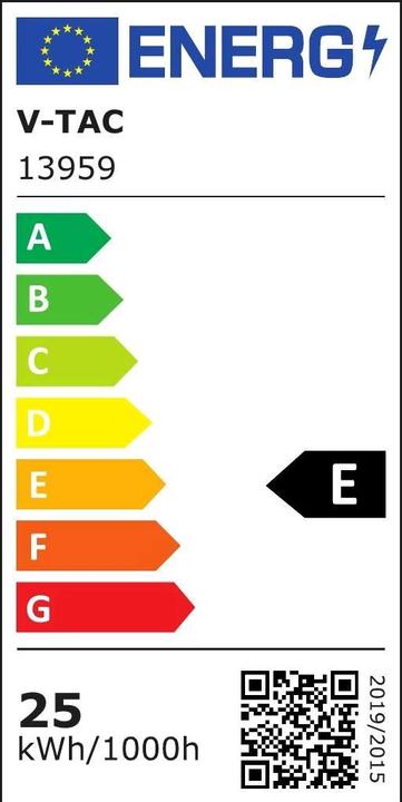 Energy Label V-TAC VT8066SQ 25W LED Dome Light SAMSUNG Chip Frameless Square 3000K IP44 100lmW (2500 lm)