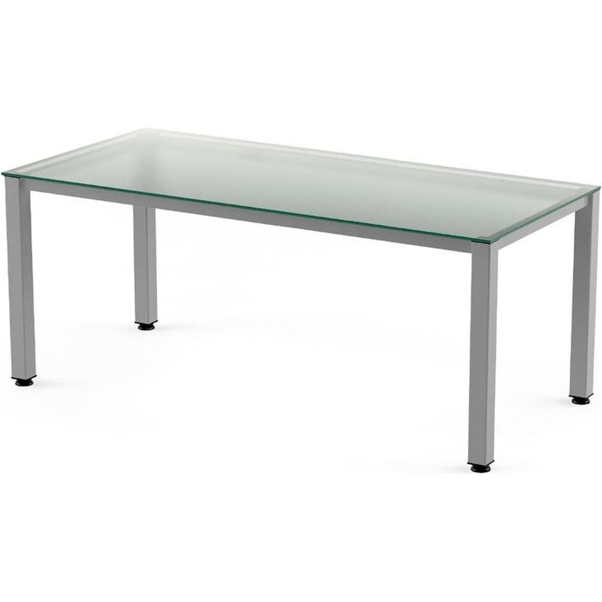 Rocada, Schreibtisch, Schreibtisch Executive BxTxH 200x80x73cm Gestell grau Platte Glas satiniert