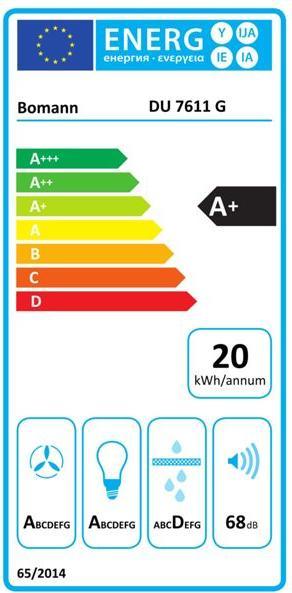 Energie-Label Bomann DU 7611 G Kopffreie Vertikal-Haube (Wandhaube)
