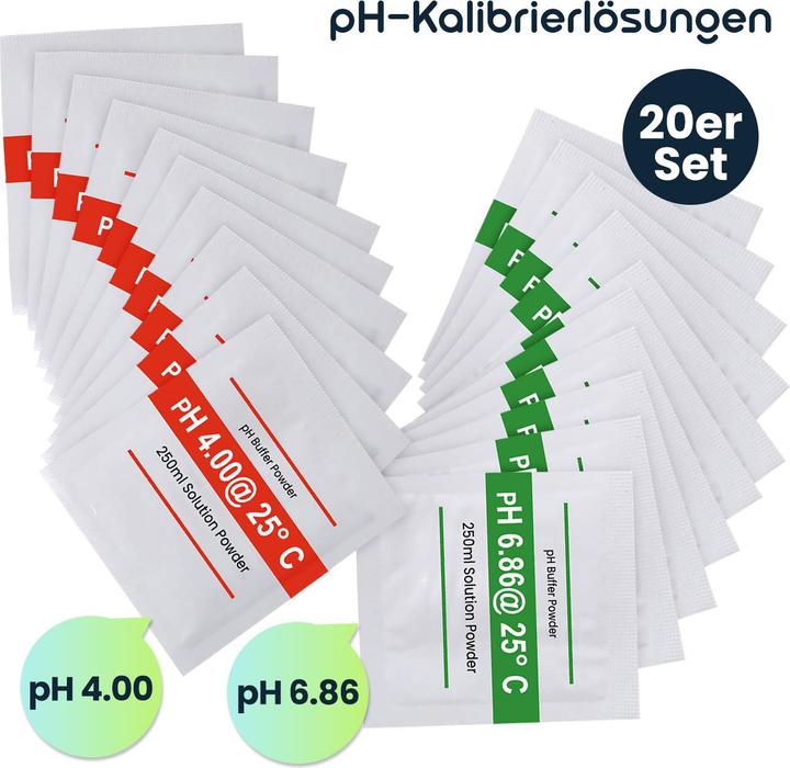 Produktbild Ideoon Professionelles 20er-Set pH-Kalibrierlösungen, Hochpräzise pH 4.00 & pH 6.86 Pufferlösung