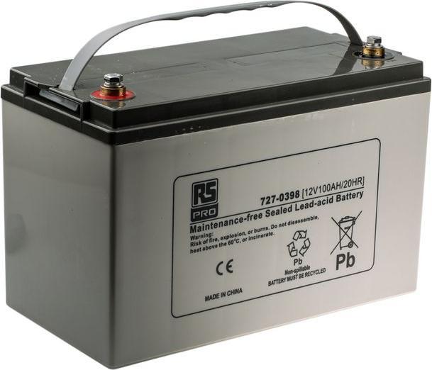 Actual product image RS PRO Normal AGM 12V 100Ah battery (12 V, 100000 mAh)
