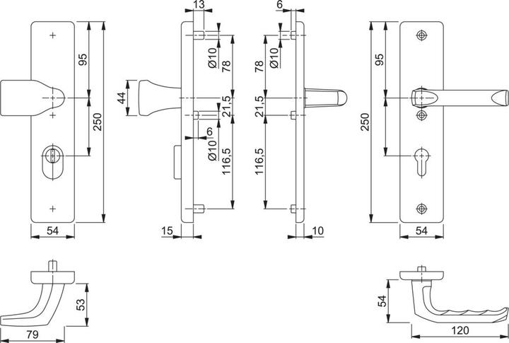 Actual product image Hoppe Protection set London 78G/2222ZA/2410/113 Aluminium F1 72 mm 41-46 mm (Door handle)