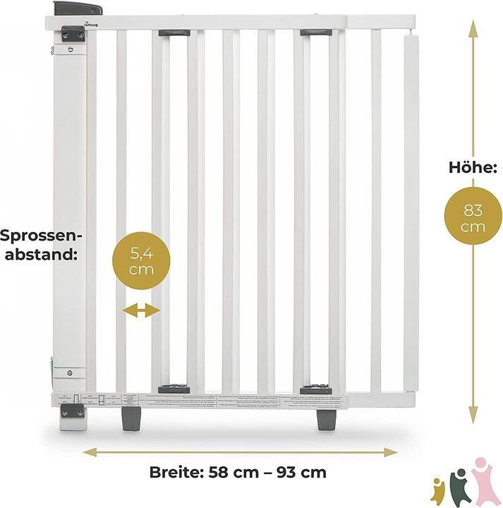 Produktbild Geuther Türschutzgitter aus Holz, weiss 58-93 cm (58 cm)