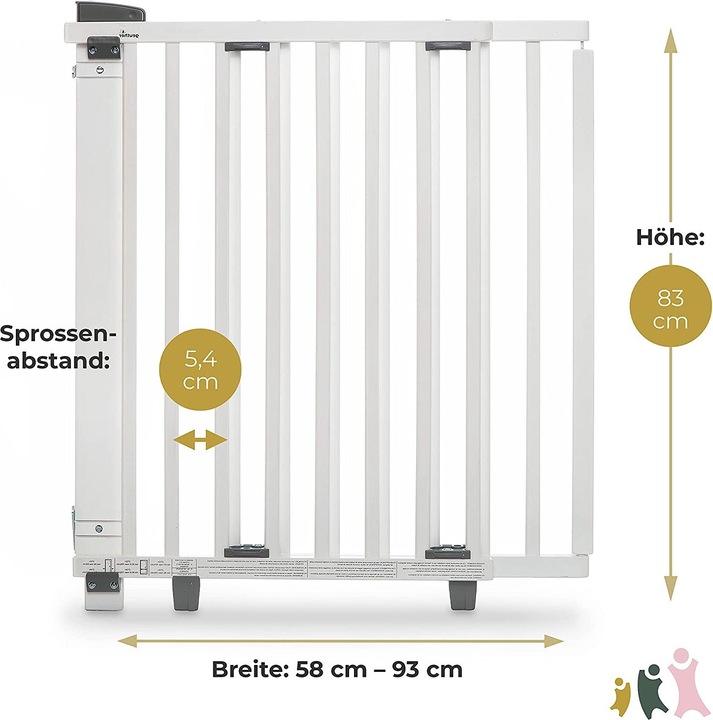 Immagine prodotto Geuther Paraporta in legno, bianco 58-93 cm (58 cm)