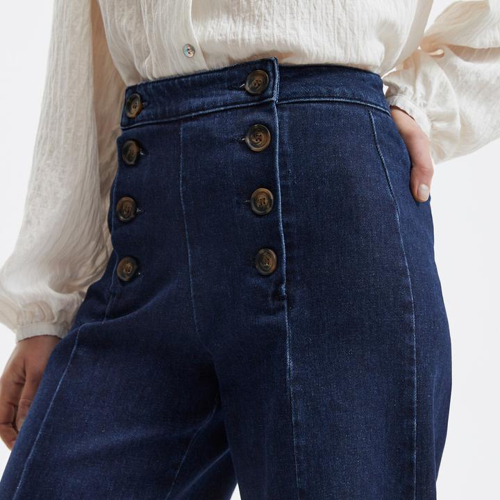 Actual product image La Redoute Collections Wide high-waist jeans with trouser flap (48)