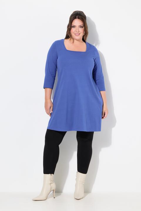 Image du produit Ulla Popken T-shirt long, col carré et manches 3/4. Silhouette en A. (50, 52)