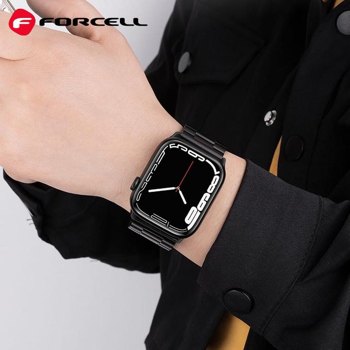 Actual product image Forcell Strap F-DESIGN FA10 stainless steel strap for APPLE Watch 38 / 40 / 41 mm black (Stainless steel)