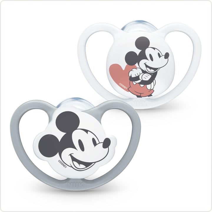 Actual product image NUK Disney Minnie Mouse Space silicone pacifier, 0-6 months, 2 pieces, gray & white (2 x, up to 6 M.)