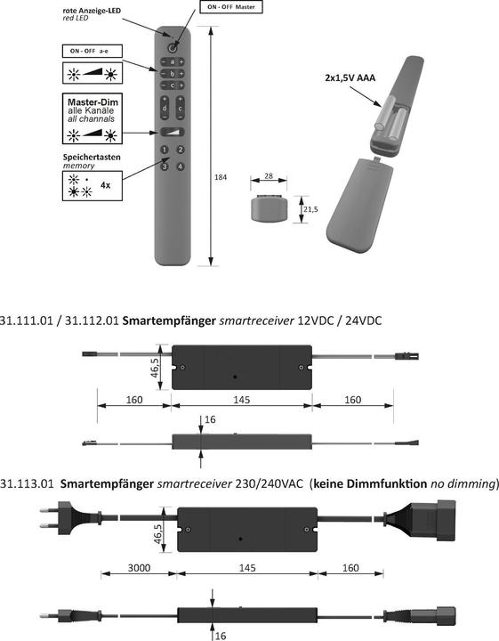 Produktbild Halemeier 5-Kanal Funkschalter/Dimmer S-Mitter Smart Set
