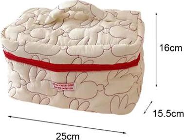 Image du produit Only-Bags.Store Sac cosmétique en coton matelassé à rabat Etuis de maquillage Pochette d'organisation de voyage