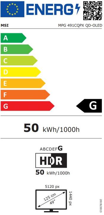 Etichetta energetica MSI MPG 491CQPXDE (5120 x 1440 pixel, 49")