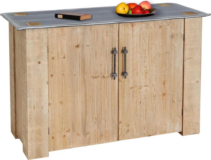 Actual product image Mendler Sideboard HWC-L76, industrial solid wood 80x120x48cm, natural with metal look (80 x 120 x 48 cm)