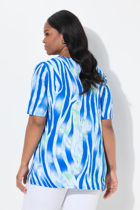 Image du produit Ulla Popken T-shirt motif zèbre, coupe évasée. Encolure ronde et manches courtes (42, 44)