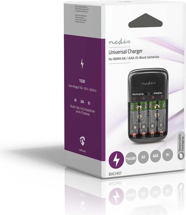 Produktbild Nedis NiMH Battery Charger AA/AAA 1.2 VDC / 9 VDC 0.2 A Trickle Charging Type C (CEE 7/16) Safety Fu (1 Stk., AA, AAA, Ladegerät ohne Akku)