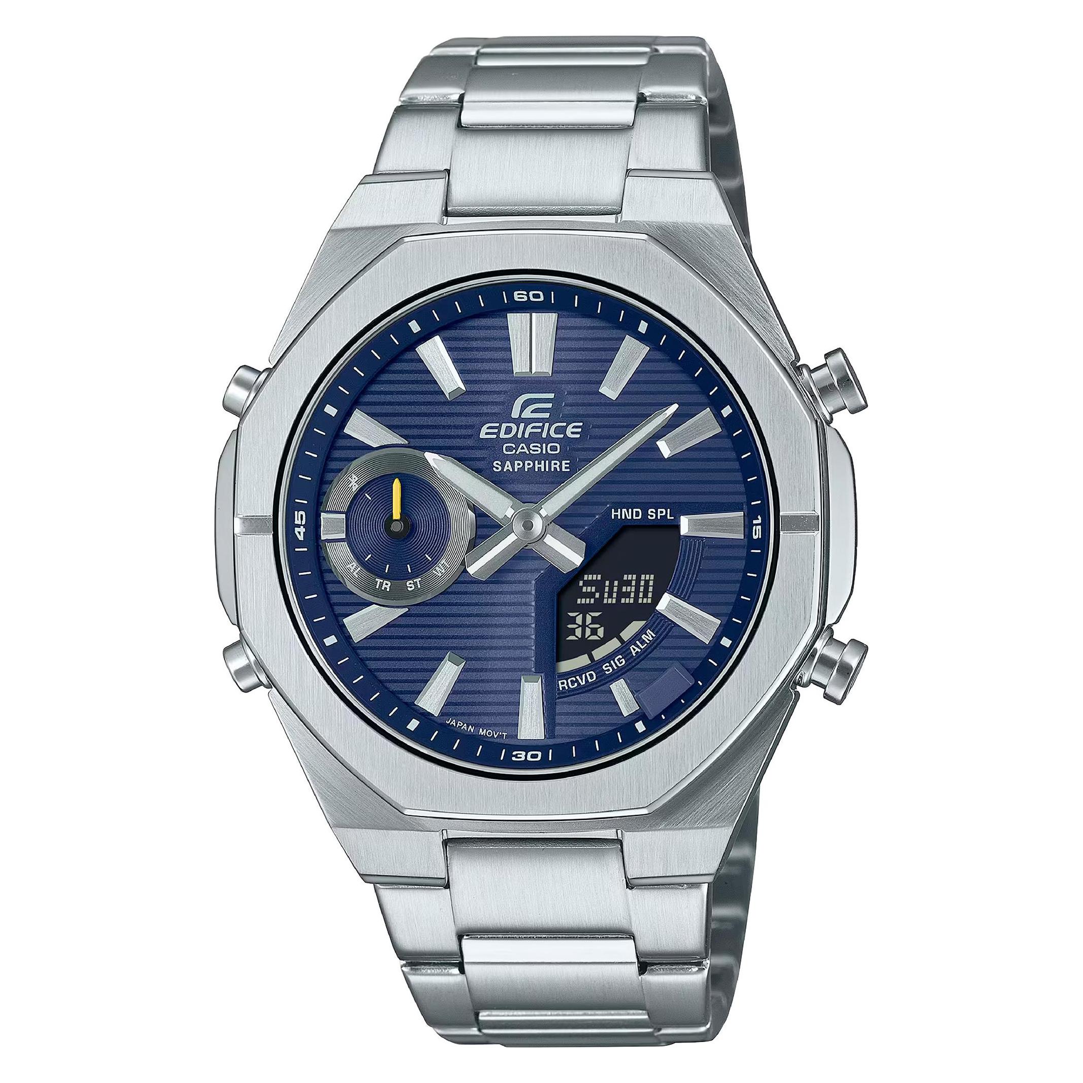 Casio, Horloge, Ecb-S10D-2AEF, Zilver, Blauw, Zwart, (Analoog Horloge, Chronograaf, Digitaal Horloge, 43 mm)