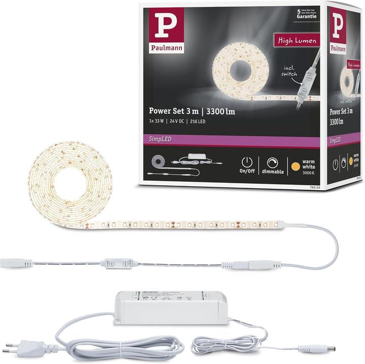 Image du produit Paulmann SimpLED Power Stripe Set (Blanc chaud, 300 cm, Intérieur)