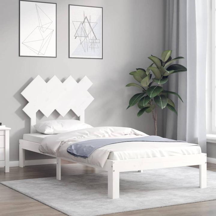 Produktbild vidaXL Massivholzbett mit Kopfteil Weiss 3FT Single (90 x 190 cm)