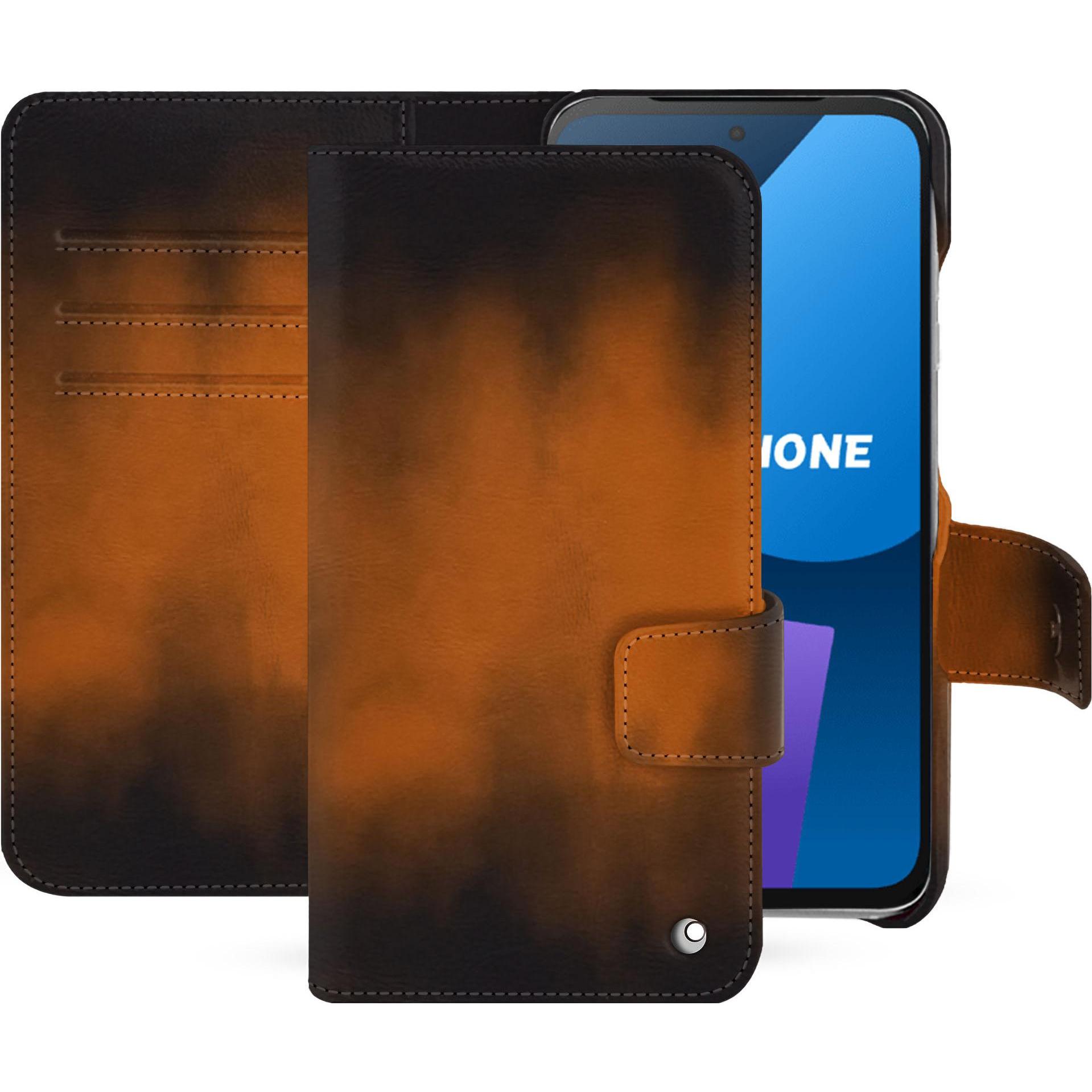 Noreve Lederschutzhülle Fairphone 5 (Fairphone 5), Smartphone Hülle, Braun