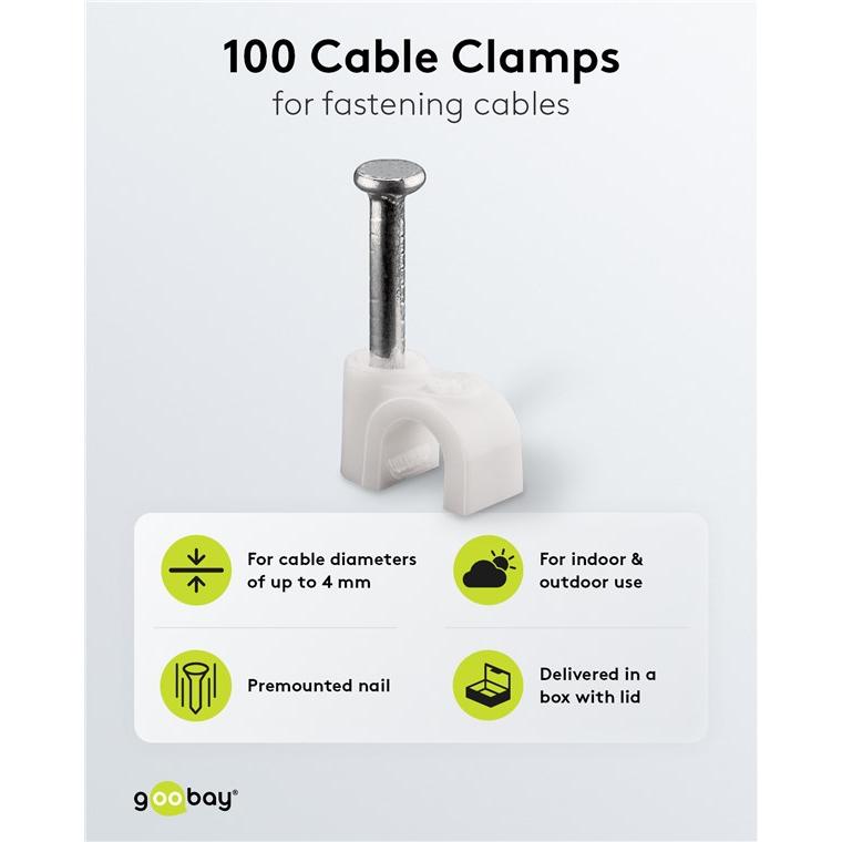Thumbnail - Goobay, Kabelhalter, Kabelschelle, weiss max. Kabeldurchmesser 4,0 mm