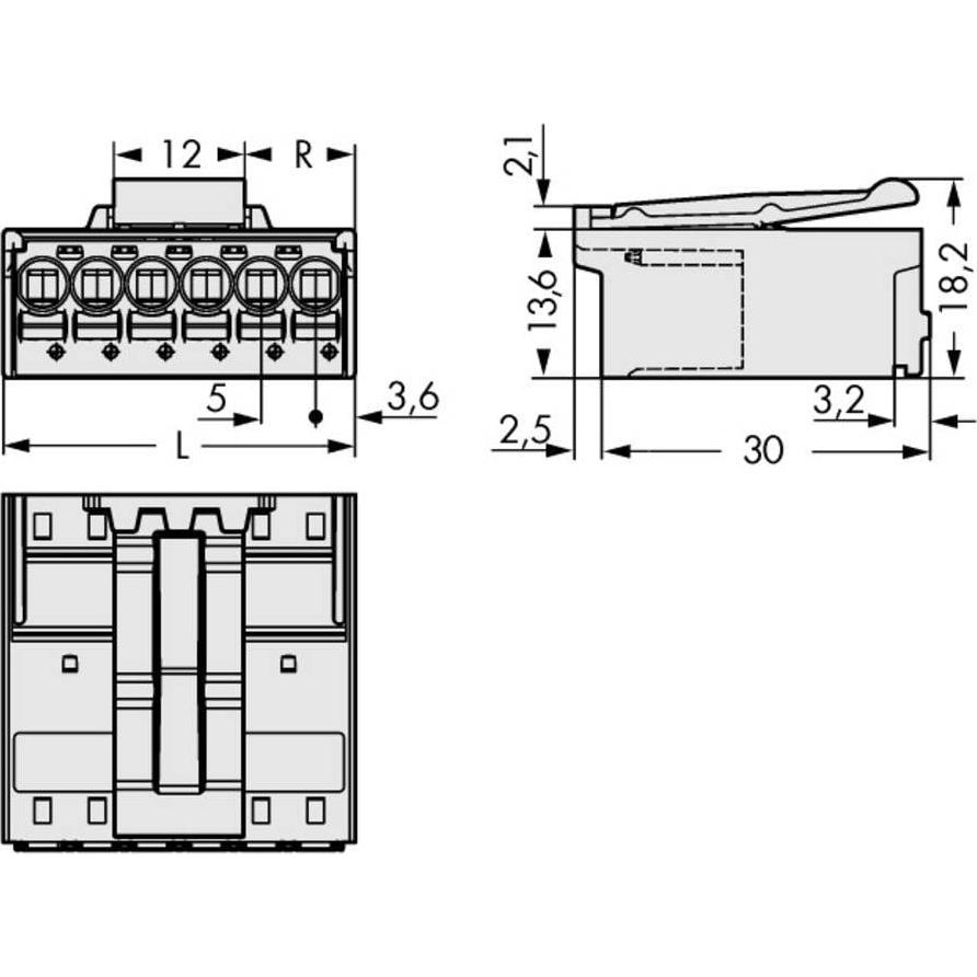 Wago Connettore maschio grigio chiaro 2092-1525/002-000 Contenuto: 100 pezzi (2092-1525/002-000), Accessori di elettronica + Alloggiamento, Grigio