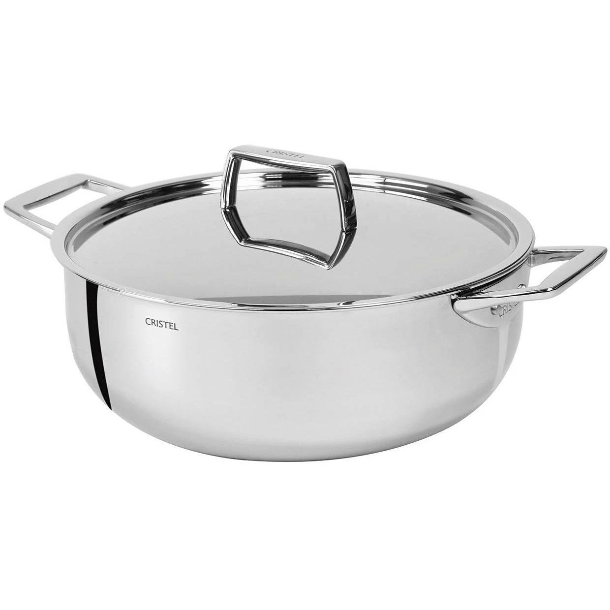 Cristel Pentola da cucina Castel'Pro Fixe, 24 cm, Padella + Pentola, Argento