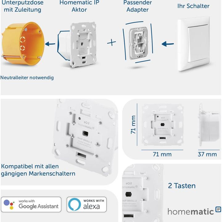 Actual product image Homematic IP Roller shutter actuator for brand switches (Shutter actuator)