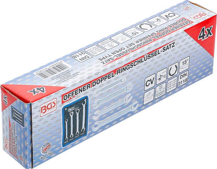 Produktbild BGS Offener Doppel-Ringschlüssel-Satz Zollgrössen 4-tlg. (9/16", 5/16", 11/16", 7/16")