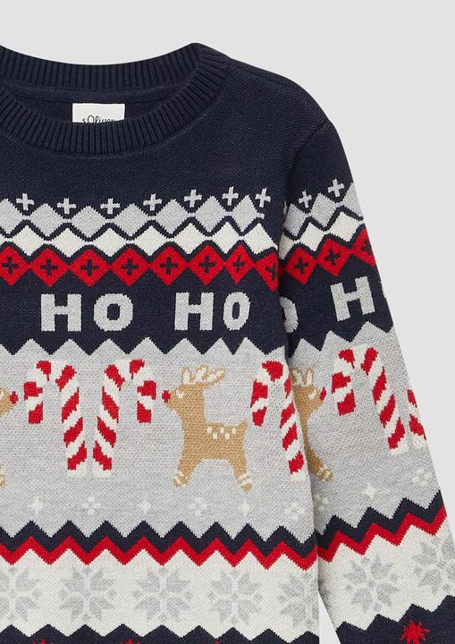 Produktbild s.Oliver Strickpullover Strickpullover mit weihnachtlichem Jacquard-Muster (116, 122)