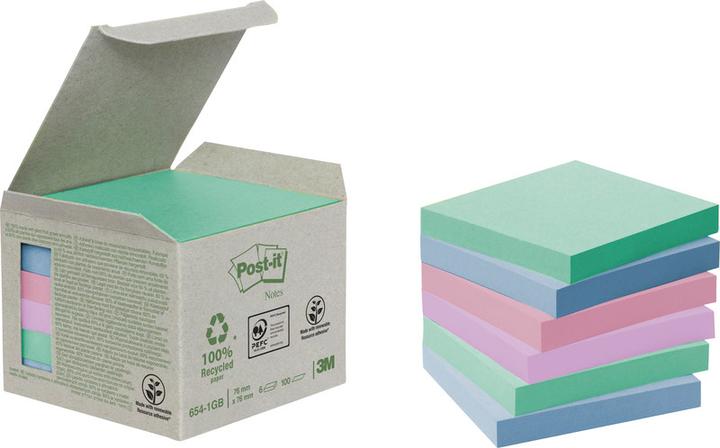 Actual product image Post-it Sticky notes Recycling Sparbox, pastel (76 x 76 mm)
