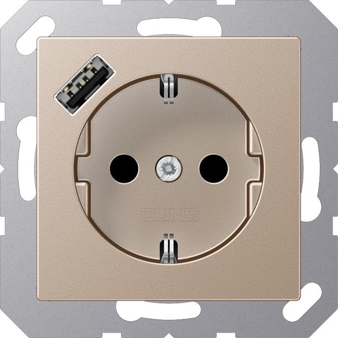 JUNG, Steckdose, A1520-18ACH m.USB Typ A Steckdose SCHUKO