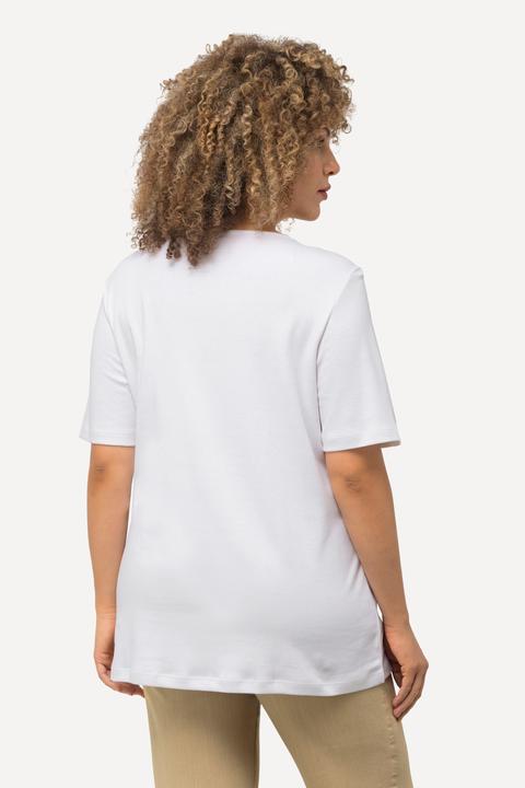 Immagine prodotto Ulla Popken Maglia aderente con davanti doppio, scollo a girocollo e mezze maniche (62)