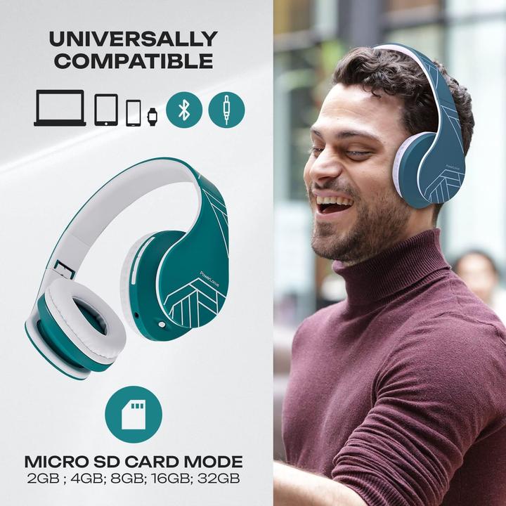 Actual product image PowerLocus Wireless Headphones P2 (blue-white) (20 h, Wireless, Cable)