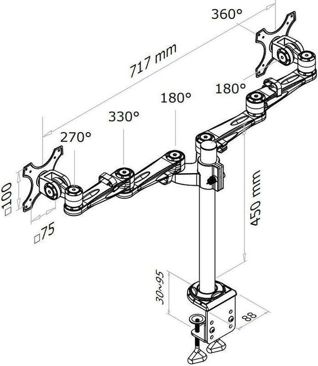 Immagine prodotto Neomounts FPMA-D935D Supporto da tavolo per monitor (Tavolo, 27")