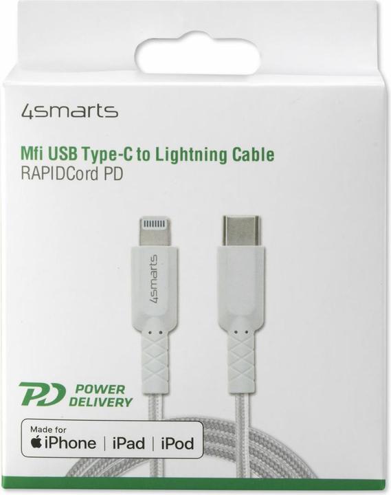 Produktbild 4smarts USB-Kabel RAPIDCord PD, USB-A - Lightning, MFI, 4.35A 1 m (1 m, USB 2.0)