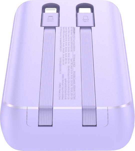 Actual product image Joyroom 30W 20000mAh mini Power Bank with built-in Cables, USB-A & USB-C - Purple (10000 mAh, 30 W, 37 Wh)
