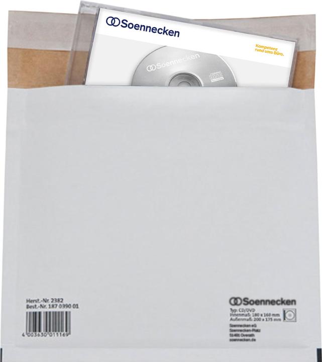 Produktbild Soennecken CD/DVD Versandtasche Grammatur: 270 g/m² Fenster vorhanden: Nein (1 x)