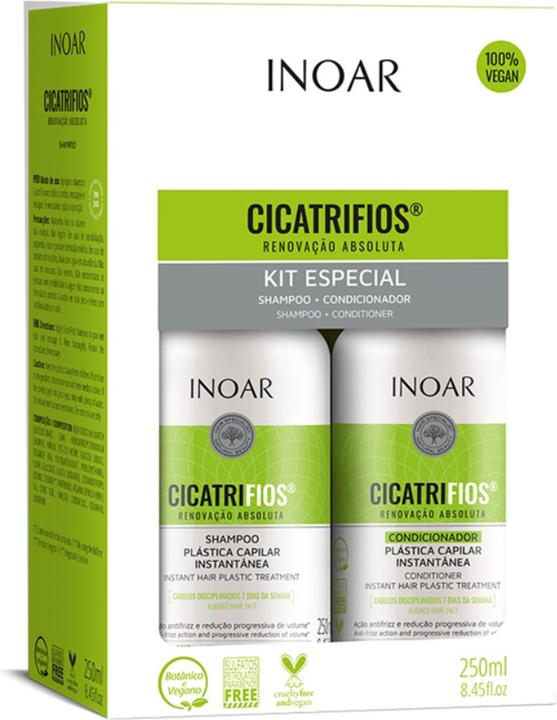 Inoar Cicatrifios Shampoo and Conditioner Kit 250ml (250 ml, Flüssiges Shampoo)