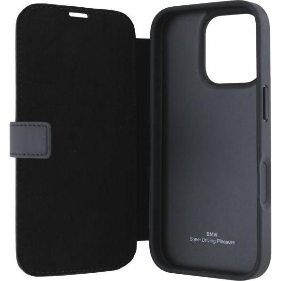 Thumbnail - BMW BMBKP16X23RMRLK iPhone 16 Pro Max 6.9" czarny/black bookcase Signature Leather Wordmark (Apple iPhone 16 Pro Max), S...