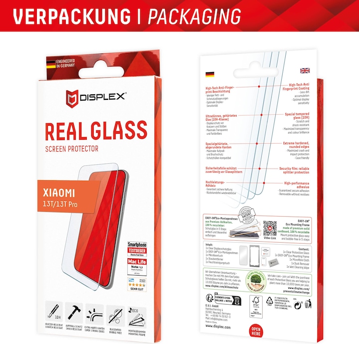 Produktbild Displex Real Glass, 2D Panzerglas (1 Stück, Xiaomi 13, Xiaomi 13T Pro)