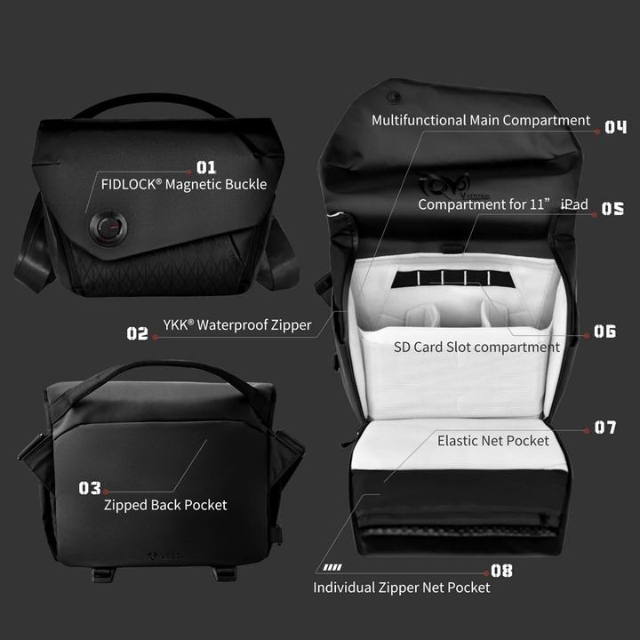 Produktbild VSGO Black Snipe Foto Messenger Tasche (Kamera Schultertasche, 6 l)