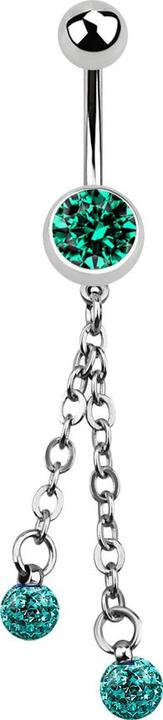 Immagine prodotto Star Piercing Banana in argento con catena e due sfere di cristallo turchese (Acciaio chirurgico 316L, senza ottone)