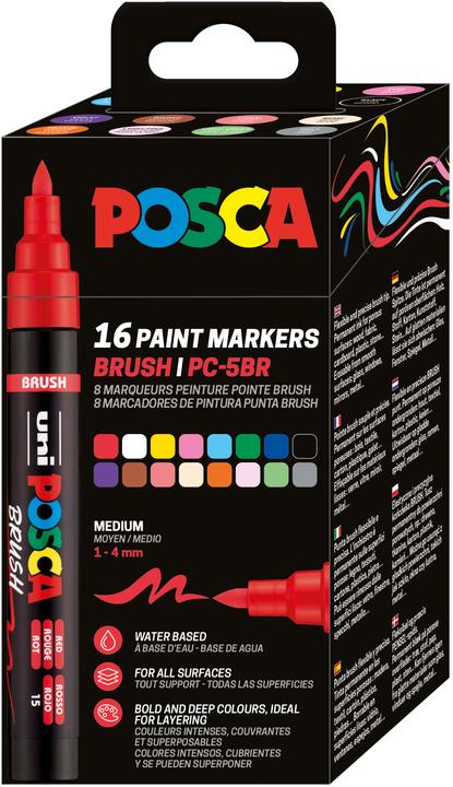 Image du produit Posca - Brush PC-5BR set, 16 pcs (401677) (16x)