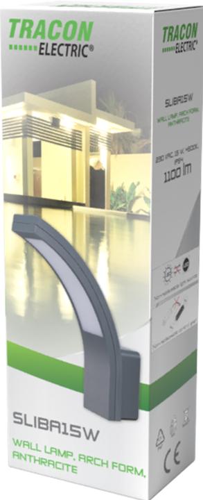 Produktbild Tracon Wandleuchte, geschwungene Form, Anthrazit (1100 lm, IP54)